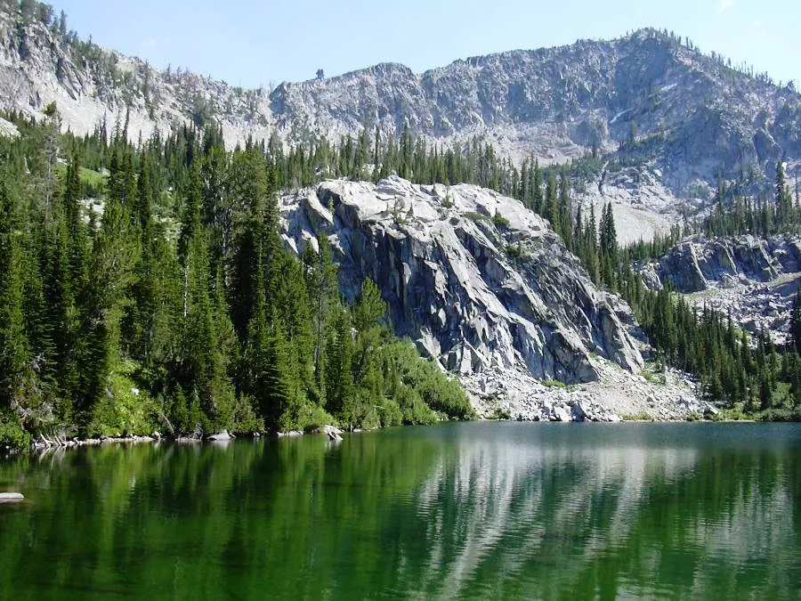 Scenic photo of Jenny Lake and mountain on the Boise National Forest.